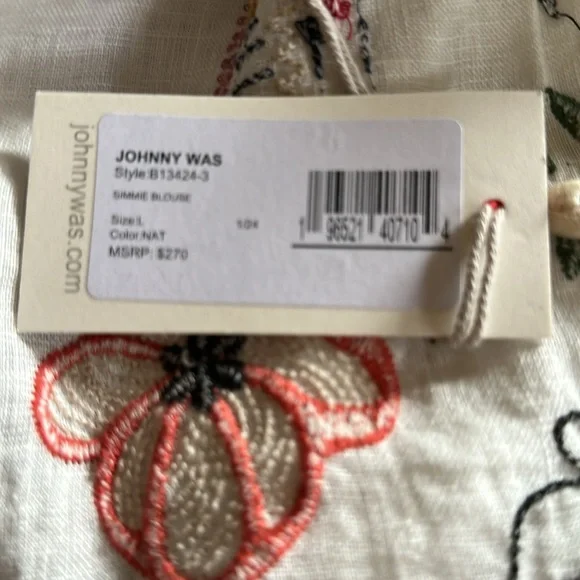 Johnny Was Simmie Embroidered Linen Blouse - Picture 15 of 15